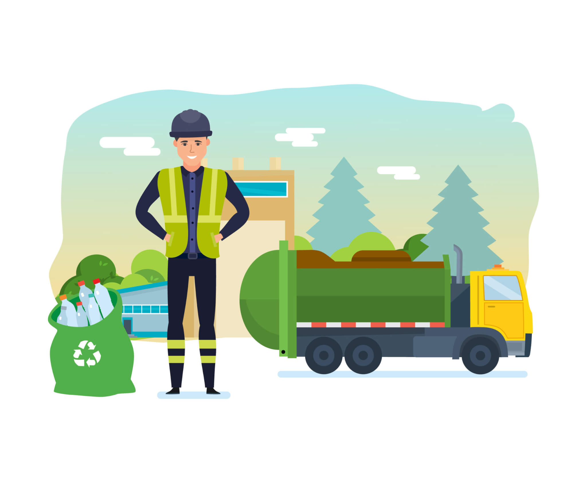 Worker,Collect,Garbage,In,A,Garbage,Truck,To,Take,Him