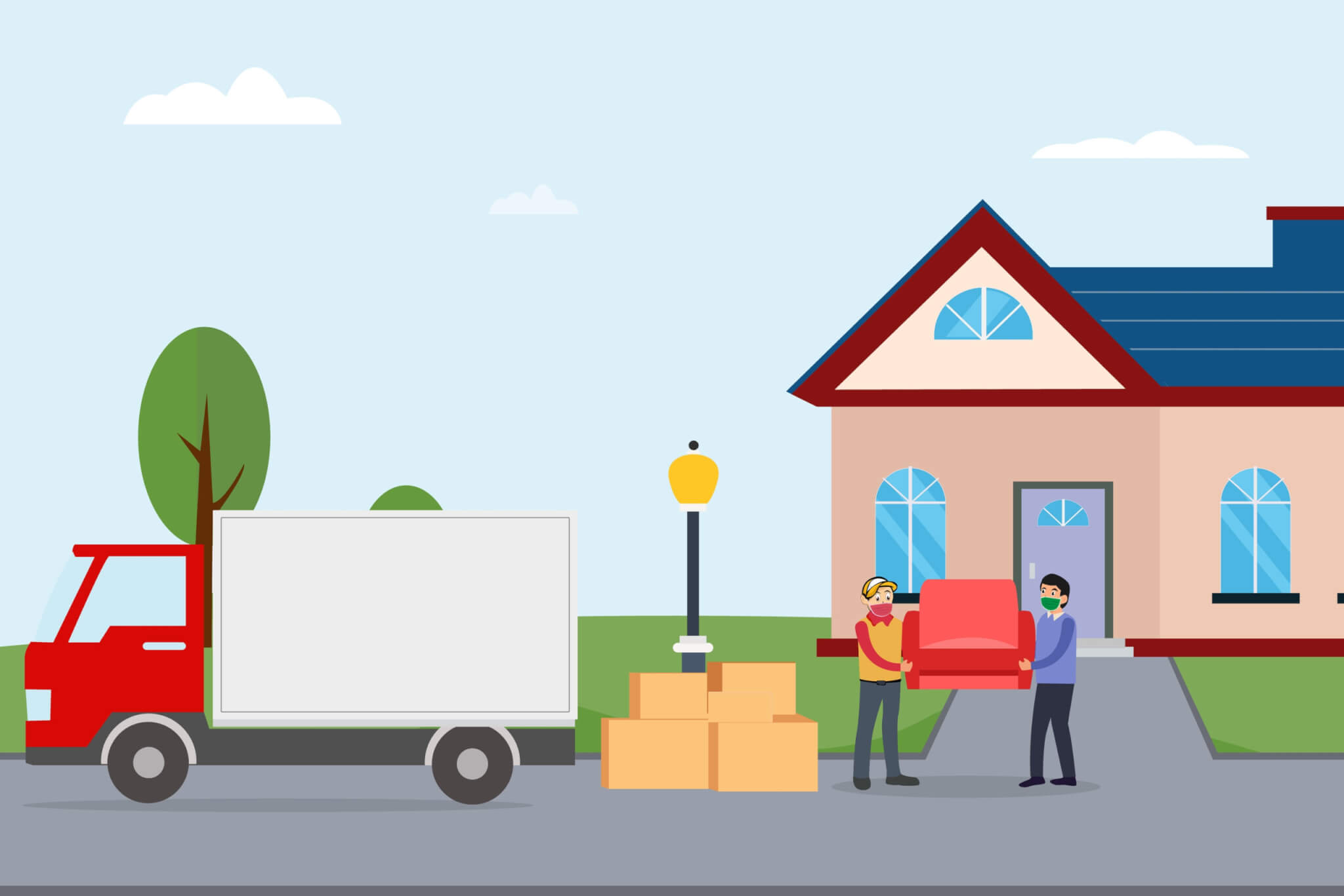 Moving,Home,Vector,Concept.,Workers,Loading,Furniture,And,Boxes,Into